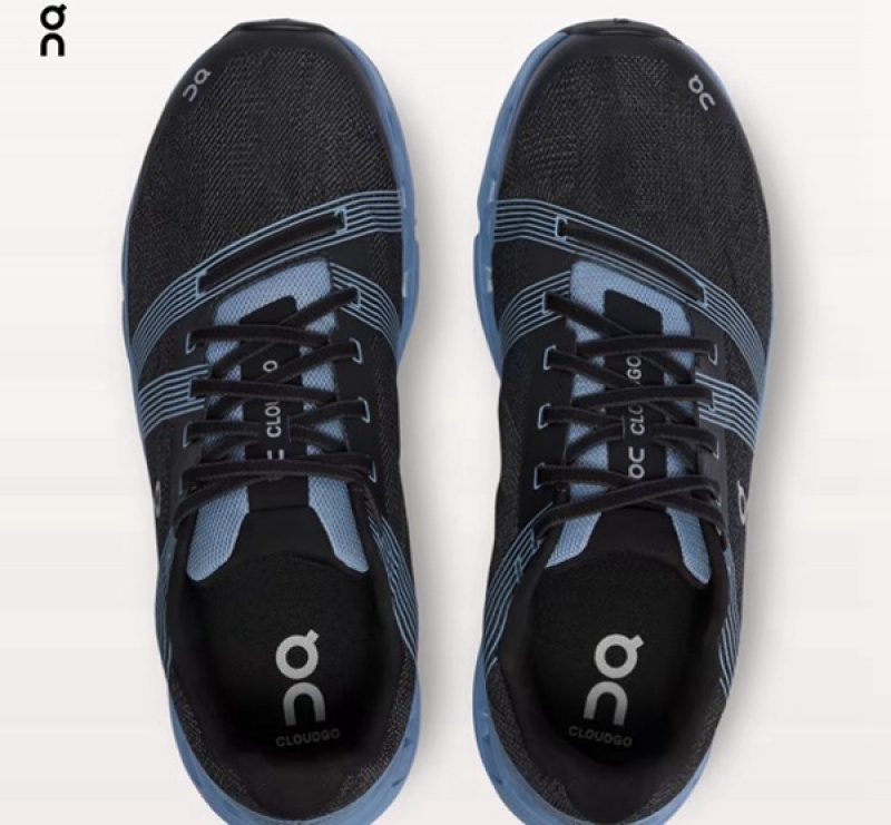 Men's On Cloudgo Wide Road Running Shoes Black / Blue | 0745296-GH