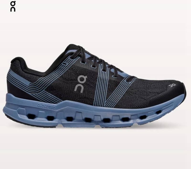 Men\'s On Cloudgo Wide Road Running Shoes Black / Blue | 0745296-GH