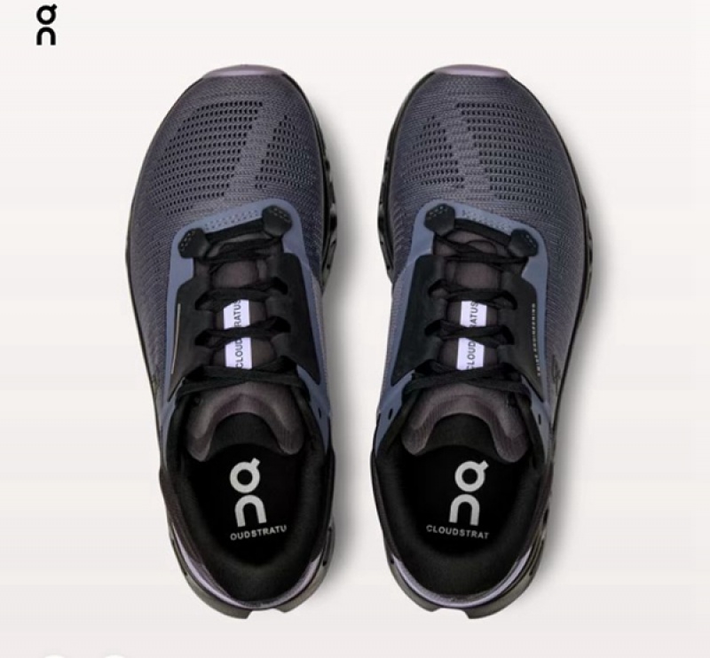 Women's On Cloudstratus 3 Road Running Shoes Black | 0371895-EX